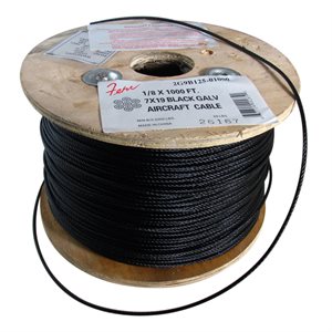 3 / 32 X 1000 FT, 7X19 Black Hot Dip Galvanized Steel Cable 