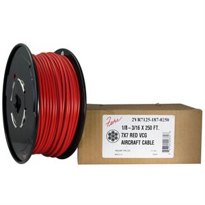 3 / 32-1 / 8 X 5000 FT, 7X7 Red PVC Coated Hot Dip Galvanized Steel Cable 